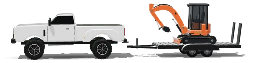 Notre camion et la mini-pelle en route vers votre chantier